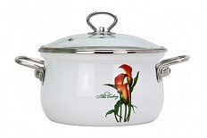 Кастрюля эмалированная 3,0 л КАЛЛЫ 1/4