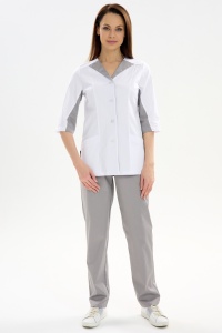Костюм мед. жен.мод.229ТСА цв.белый/серый  р.46/164(ЧЗ)    