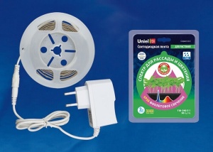 Светодиодная лента ULS-P76-2835-42LED 2м,спектр д/рассады,цветения,адаптер 18Вт 