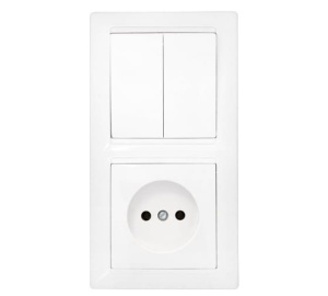 Блок Стиль:выключатель 2кл+розетка с/п 2В-РЦ-687 белый