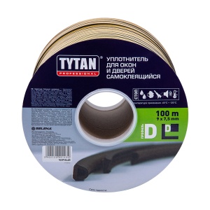 Уплотнитель Tytan Professional D 9мм*7,5мм по 100м ЧЕРНЫЙ 