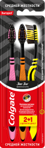 Зубная щетка Колгейт ЗИГЗАГ с древесным углем 2+1 1/48