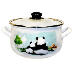 Кастрюля эмалированная 5,1л Панды стекл/кр TM INTEROS 1/4