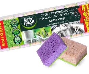 Губка для посуды XL buble-поролон Master FRESH 10 шт 1/30
