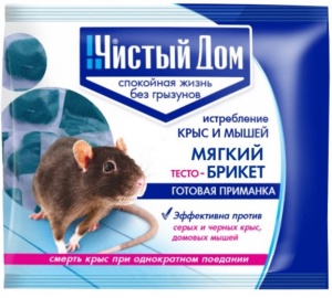 Средство от грызунов Тесто-брикет от крыс 200гр Чистый Дом