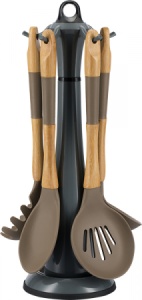 Набор кухонных принадлежностей 6 пр Linea BAMBOO на подставке 1/12