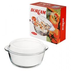 Кастрюля стеклянная 3л BORCAM стеклянная крышка, жаропрочная 1/4