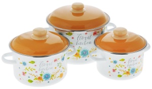 Набор посуды эмаль 3 пр 2,0/3,0/5,5л Floral Kitchen