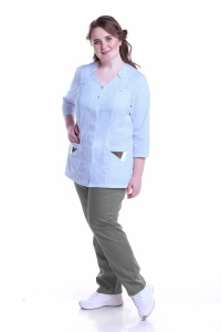 Блуза женская  Подарок  цв. голубой рук.3/4, НДС 10% р.116,3XL(ЧЗ)