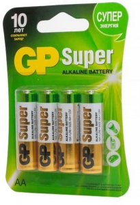 Батарейка GP super 15A-2CR4 АА пальчиковая 4штуки