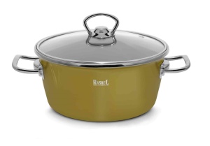 Кастрюля эмалированная 2,6 л RASHEL GRAND ручки хром,оливковый 