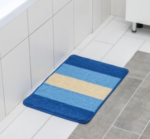 Коврик для ванны ПВХ 40х60 см Листья синий