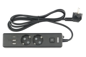 Удлинитель PC 1,9м 2гн з/к 16А 3 USB PC-4-2M 