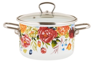 Кастрюля эмалированная 3,0л PEONIES цил TM Appetite 1/4