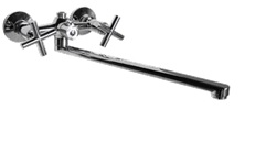 Смеситель д/ванны MEGABREEZE Крест лат., кр/б, плоский изл. 35см