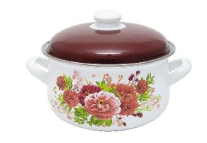 Кастрюля эмалированная 3,0 л ПИОНЫ ТМ MARUSYA 