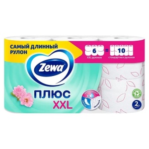 Бумага туалетная Zewa Plus 2сл XXL 6рул по 6 шт