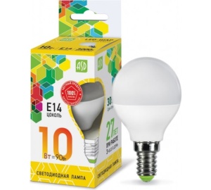Лампа  LED-шар 10Вт 3000 Е14 ASD