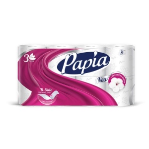 Бумага туалетная PAPIA 3 сл 8 рул по 7