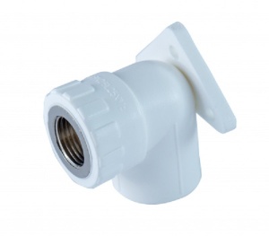 Угольник полипропиленовый (ПП) 20х1/2 ВР с креплением