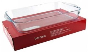 Форма стеклянная 3,85 л BORCAM 400х270х61 мм с ручками, прямоугольная 1/4