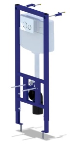Система инсталляции АНИ, подвесной унитаз, с сиденьем, инсталляционная панель, кнопка хромированная глянцевая