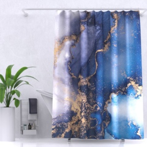 Штора для ванной полиэстер 180х200см с утяжелителем Marble ZALEL 1/1 с кольцами
