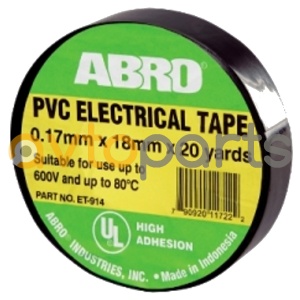 Изолента ПВХ АБРО черная высокотемпературная 18ммх9,1м 