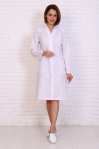 Халат женский мод.192ТСД цв. белый, дл.рук. тиси  р.60/170(ЧЗ)