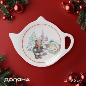 Подставка под чайный пакетик керамика Московский мишка 12*9,5см 1/1
