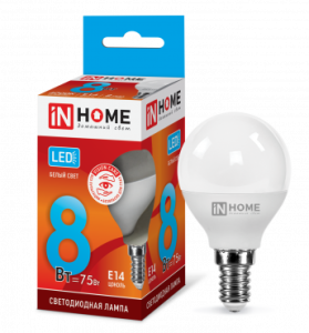 Лампа LED-шар-VC 8Вт 4000 Е14 IN HOME