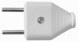 Вилка штепсельная  ПРОГРЕСС прямая б/з MINI бел/черн