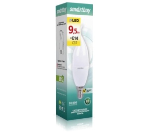 Лампа LED-свеча С37-9,5Вт 3000 Е14 Smartbuy