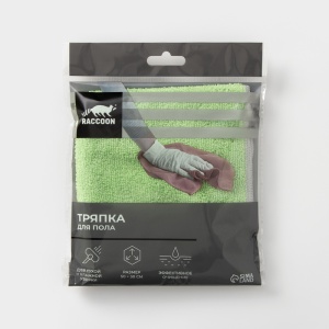 Тряпка для пола микрофибра 30х50см Raccoon Зеленный грасс 1/80
