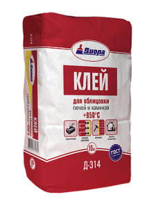 Клей для облицовки печей и каминов +850С 10кг Д-314  