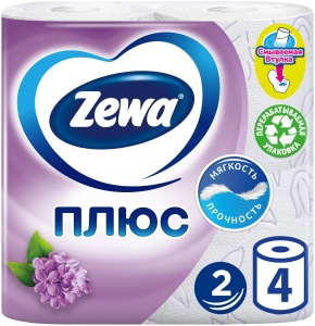 Бумага туалетная Zewa Plus 2сл 4 рул по 24 шт