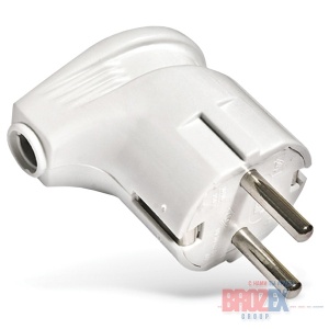 Вилка штепсельная А 105 з/к угловая Universal (чёрная, белая)