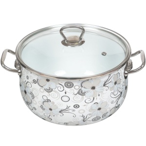Кастрюля эмалированная 1,5 л Кружево стекл/кр TM INTEROS 1/6