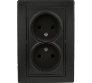 Розетка Intro Plano с/п 2пол б/з 16А антрацит 1-204-05