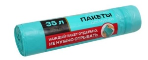 Мешки для мусора с завязками 35л (рулон-15шт) Завтрак у Тиффани бирюзовые (18)