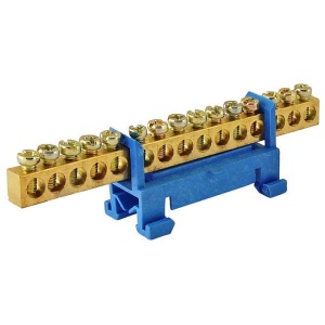 Шина "N" нулевая в изоляторе на DIN-рейку 6х9мм 15групп 