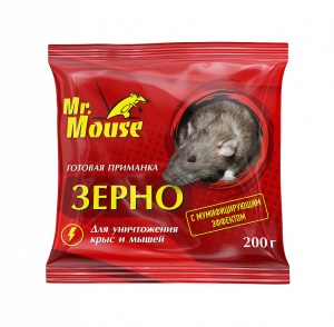 Ср-во от грызунов зерновая приманка 200гр Мр.Моузе в пакете (30)