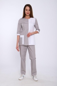 Костюм мед. жен.мод.227-1ТСА цв.белый/серый  р.58/170(ЧЗ)    
