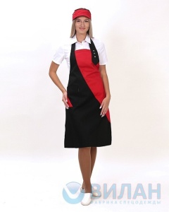 Фартук Ф.061  тк.твил, черный/отд.красная(ЧЗ)