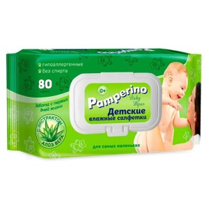 Салфетки влажные №80 Pamperino пластиковая крышка (20шт)