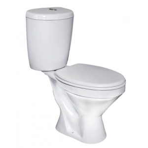 Унитаз-компакт CAPRI, косой выпуск, нижняя подводка, кнопка, белый