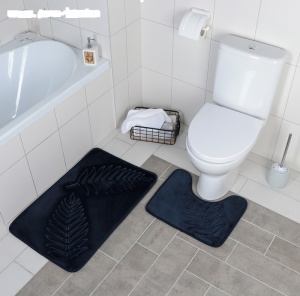 Набор ковриков для ванны и туалета ТРОПИКИ 40х50 см/50х80 см 2шт синий