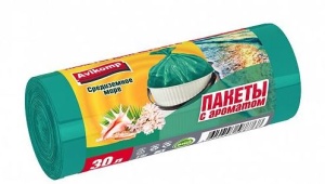 Пакеты д/мусора 30л рулон 20 шт Средиземное море бирюзовые.(30)