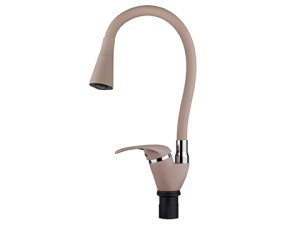 Смеситель д/кухни RUSANT БЕЖЕВЫЙ №6 рыч с/подв, гибк изл. на Г