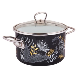Кастрюля эмалированная 2,0 л BOTANY black TM Appetite 